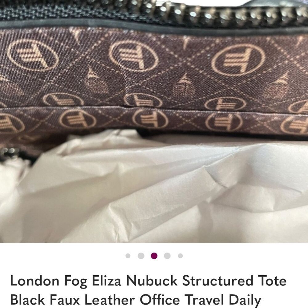 London Fog Black Nubuck Structured TOTE - Picture 6 of 9